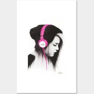 Pink Headphones Posters and Art